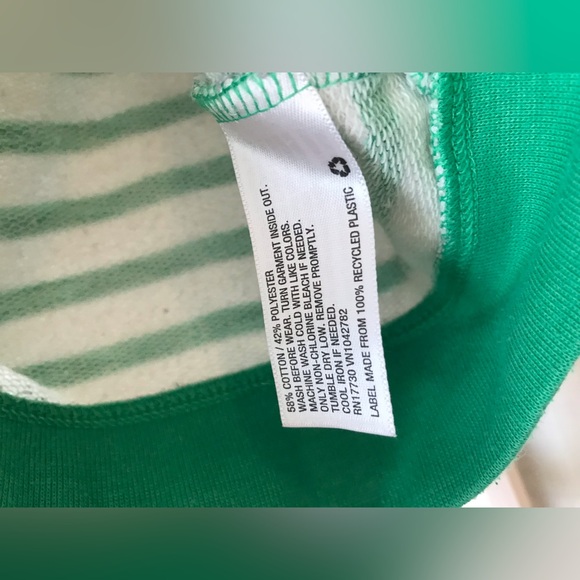 Cat & Jack size 6 / 6X zip-up hooded sweatshirt with green and white stripes GUC - Picture 6 of 8